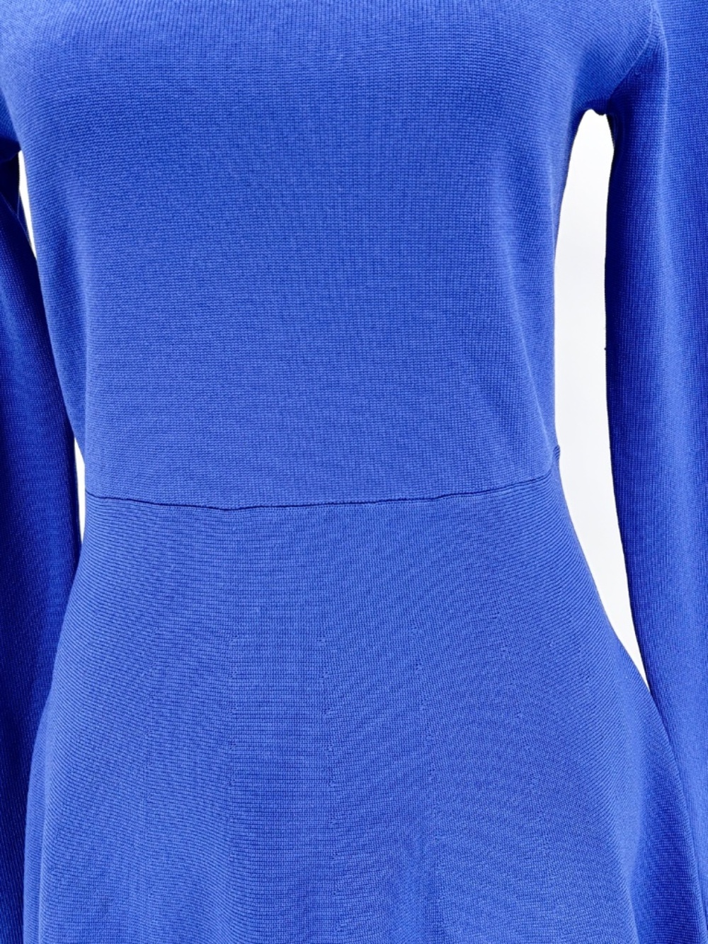Ann Taylor Blue Mock Neck Fit & Flare Knit Dress Size S Style 827052 - Picture 3 of 13